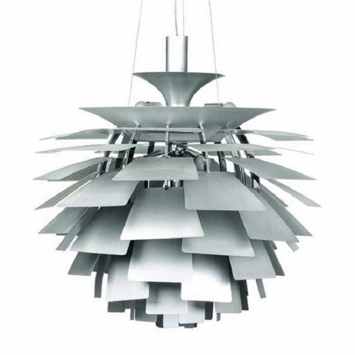 Poul Henningsen style, Hängande ljus kronärtskocka lampa 56cm Aluminium