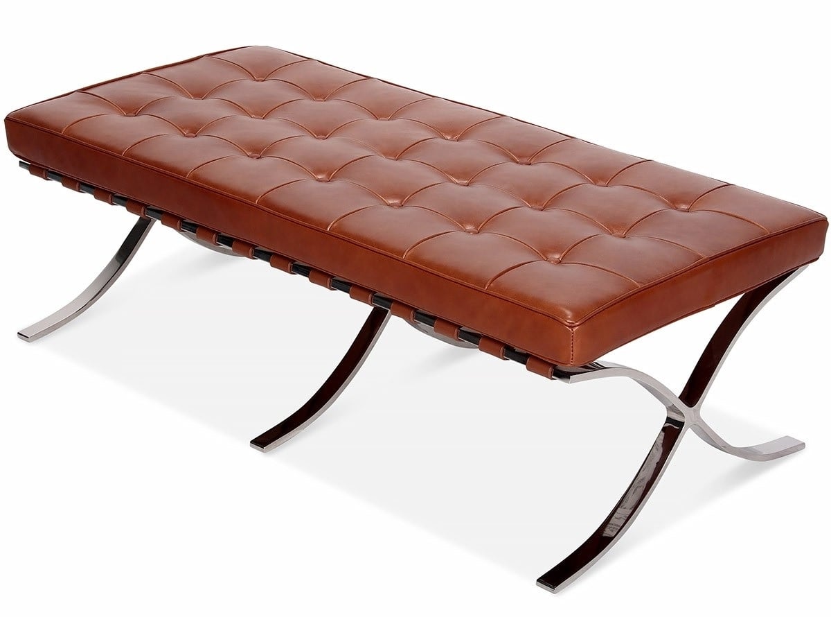Ludwig Mies vd Rohe style, Bänk Barcelona Pavillion Ottoman Cognac