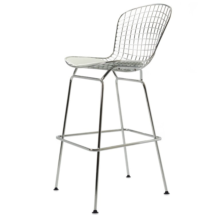 Harry Bertoia style, Barstol Bertoia Barstool vit läder vit