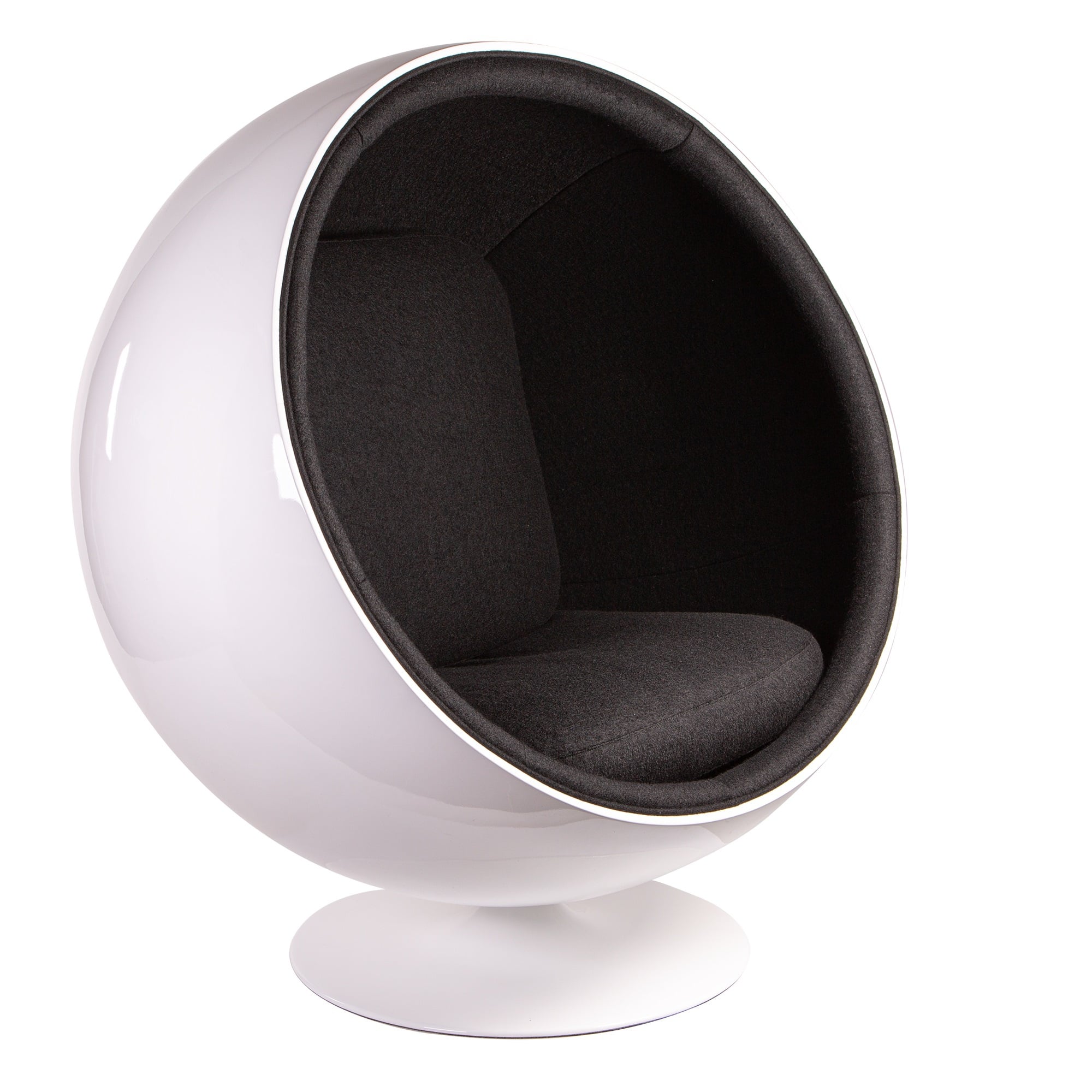 Eero Aarnio style, Lounge stol Ball stol Glasfiber vit Ull svart