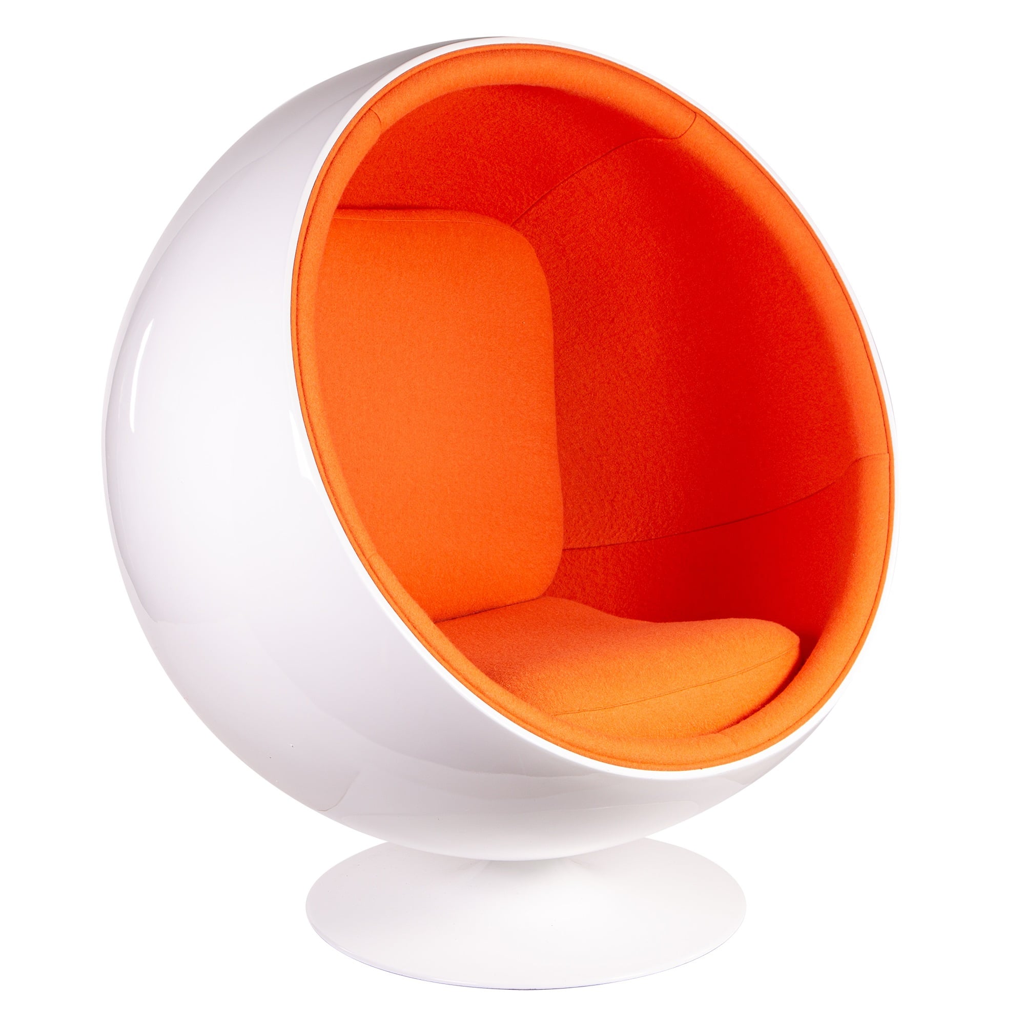 Eero Aarnio style, Lounge stol Ball stol Glasfiber vit Ull orange