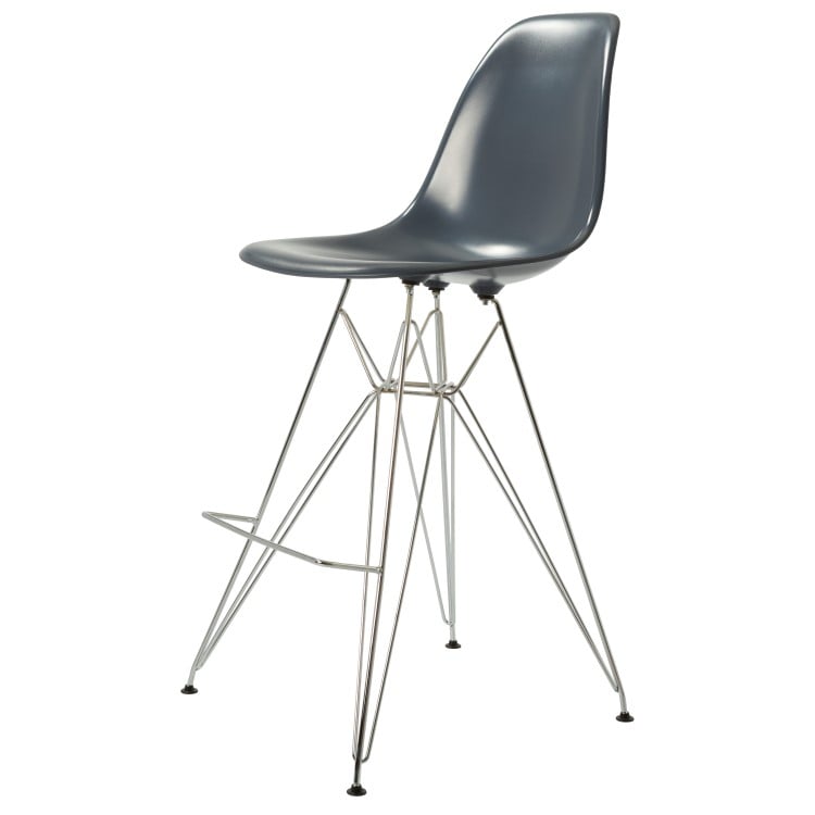 Charles Eames style, Barstol DSR glansig ABS mörkgrå