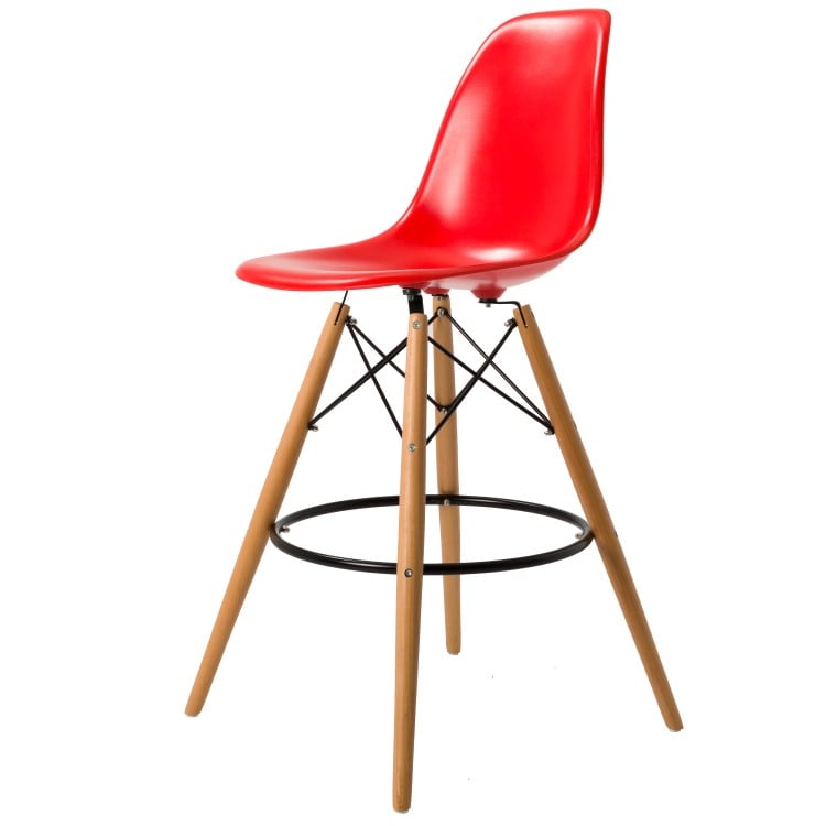 Charles Eames style, Barstol DSW pall ABS röd