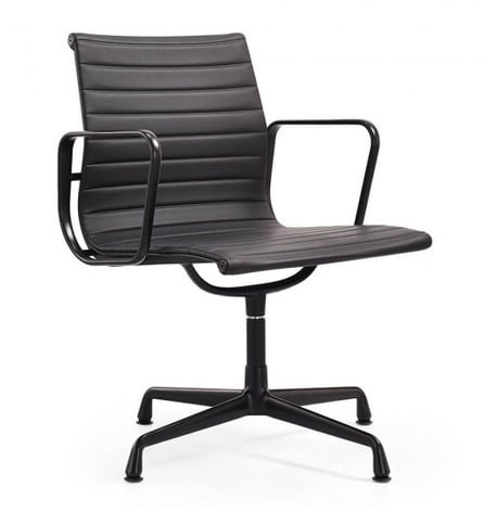 Charles Eames style, Konferens stol EA108 Läder svart ram svart
