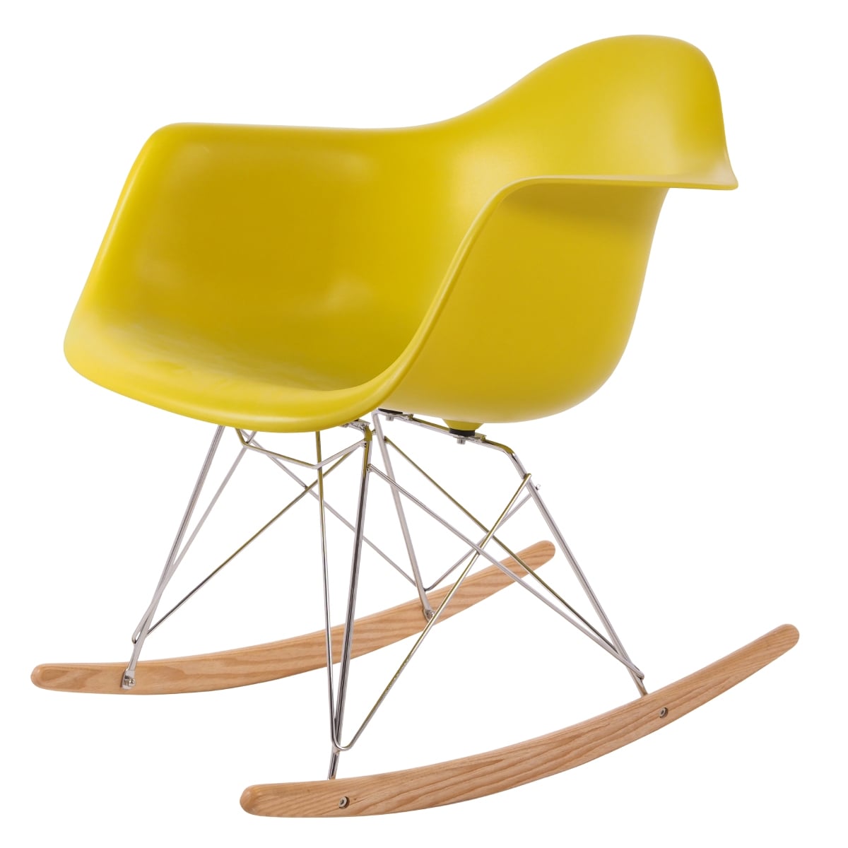Charles Eames style, Gungstol RAR Krom chassi PP senap
