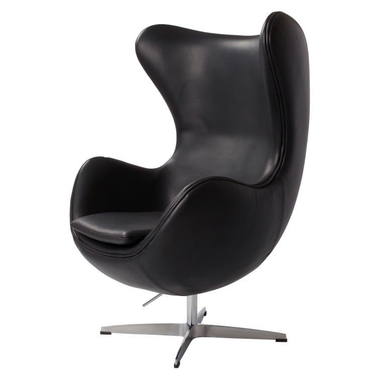Arne Jacobsen style, Lounge stol Egg stol Läder svart mörkblå