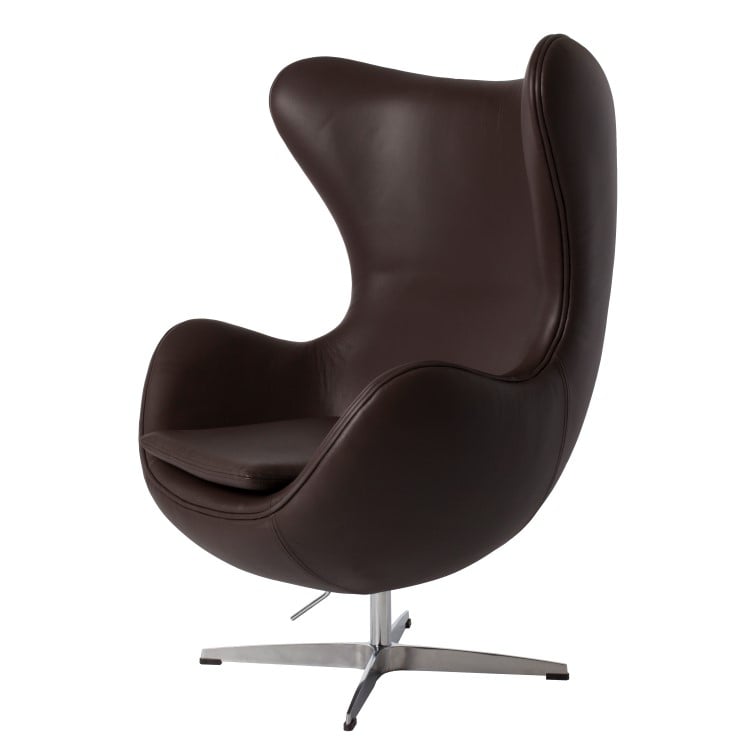 Arne Jacobsen style, Lounge stol Egg stol Läder brun mörkblå