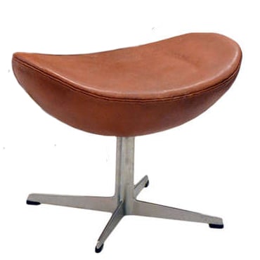 Arne Jacobsen style, Fotpall Egg stol Läder Cognac