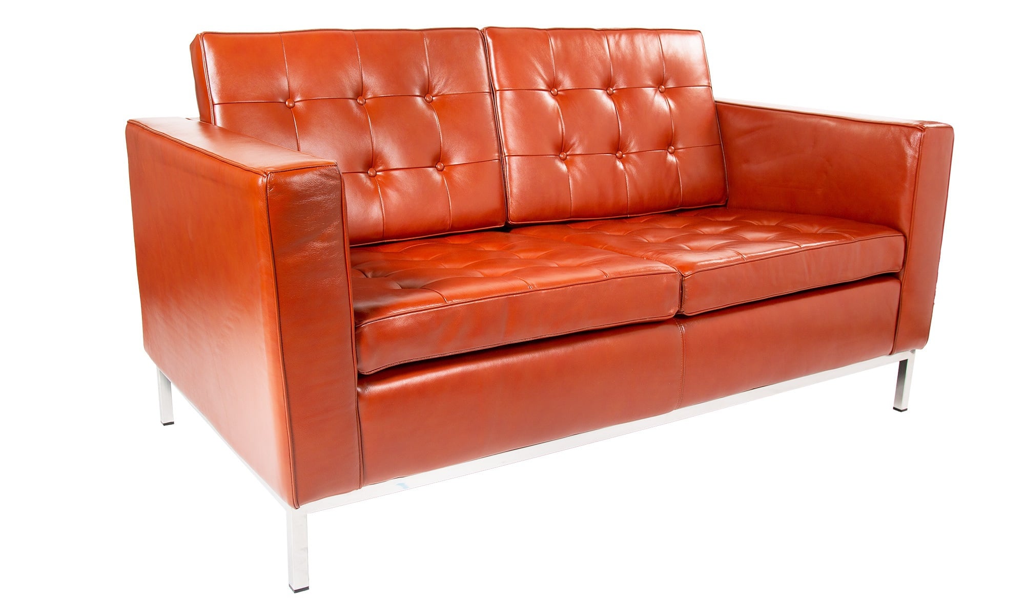 Ludwig Mies vd Rohe style, 2-sits soffa Florence 2 sits soffa Cognac