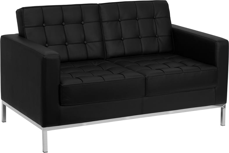 Ludwig Mies vd Rohe style, 2-sits soffa Florence 2 sits soffa svart