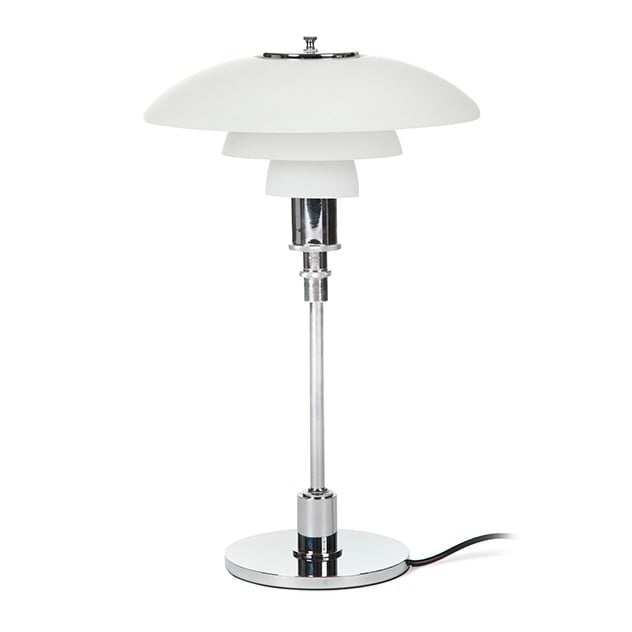 Poul Henningsen style, Tabellen lys DPH 3/2 liten Chrome glas vit