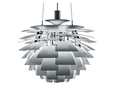 Poul Henningsen style, Hängande ljus kronärtskocka lampa 72cm Aluminium