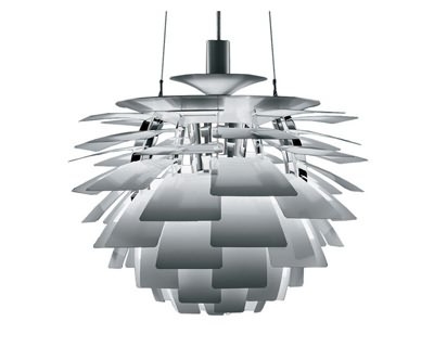 Poul Henningsen style, Hängande ljus kronärtskocka lampa 92cm Aluminium