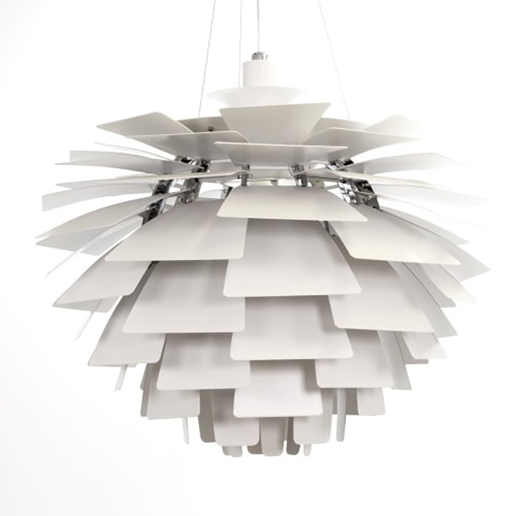 Poul Henningsen style, Hängande ljus kronärtskocka lampa 48cm vit