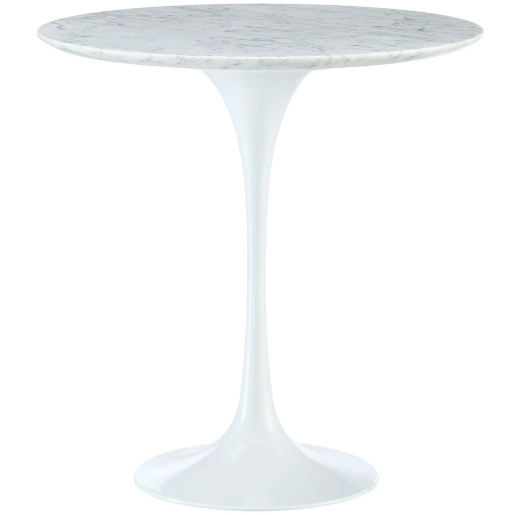 Eero Saarinen style, Side tabell Tulpanbord 50cm Topp Marmor vit Bas vit