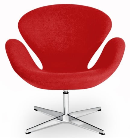 Arne Jacobsen style, Lounge stol Swan Cashmere röd
