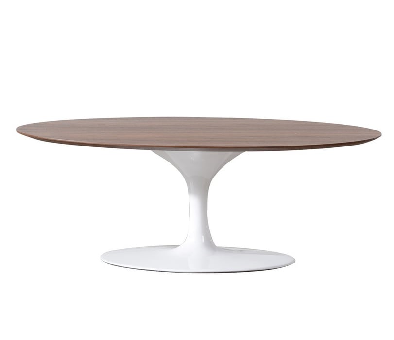 Eero Saarinen style, Coffee tabell Tulpanbord Oval Topp valnöt Bas vit
