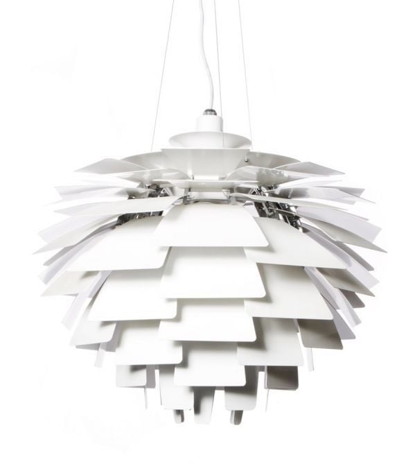 Poul Henningsen style, Hängande ljus kronärtskocka lampa 72cm vit