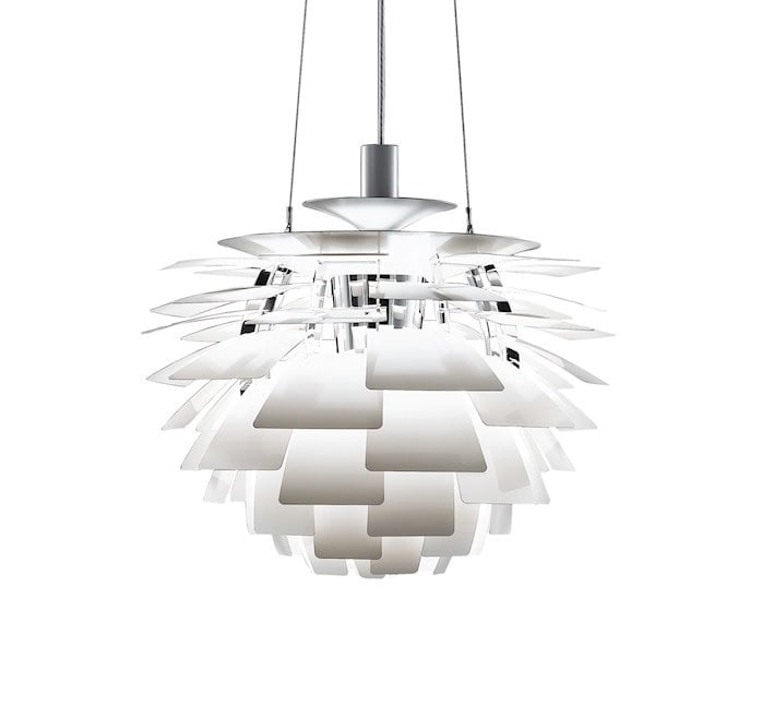 Poul Henningsen style, Hängande ljus kronärtskocka lampa 56cm vit